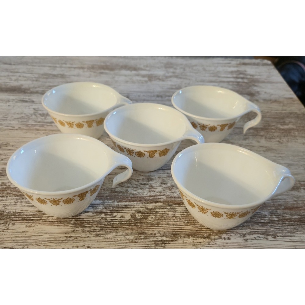 Vintage Corelle Livingware Corning Gold Floral Butterfly Measuring Cups Set of 5